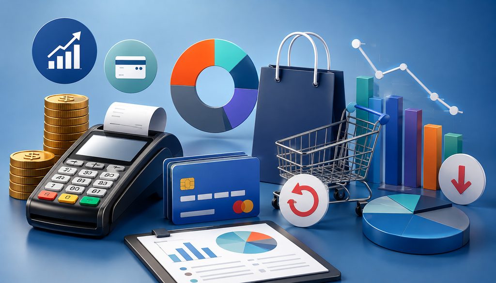 Payment processing analytics with card sales, refunds, and revenue charts