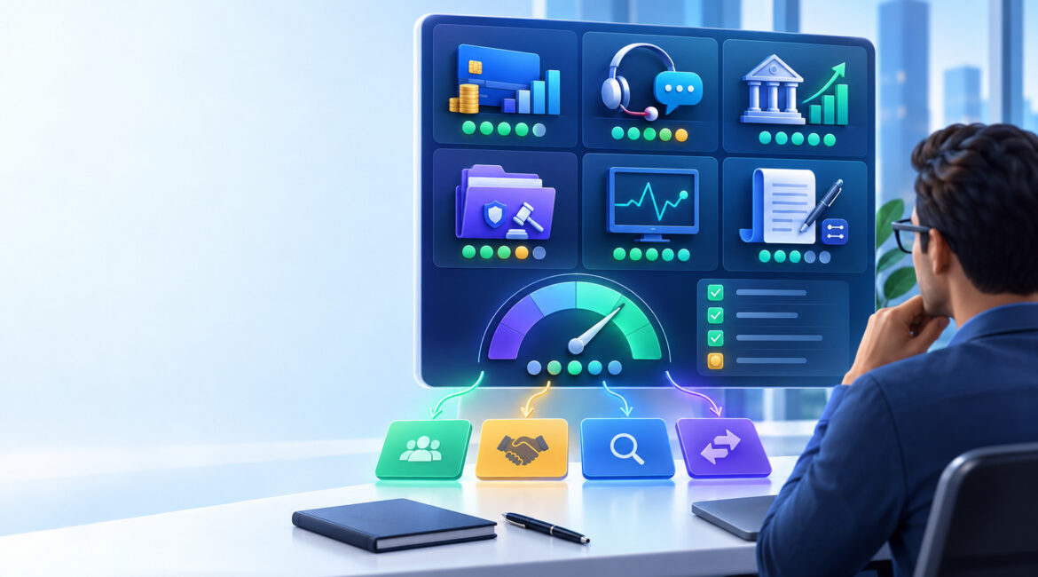 Payment processor evaluation scorecard comparing fees, support, funding, disputes, uptime, and contract flexibility